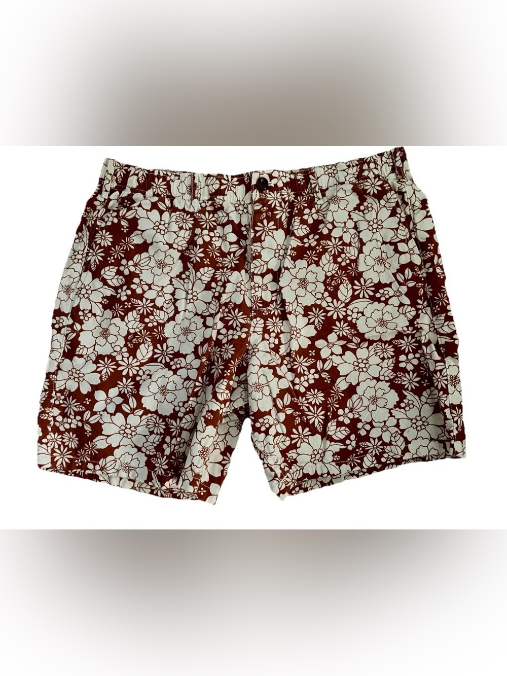 GAP Mens Casual Tropical Floral CHINO SHORTS Linen/Cotton Size L Stretch Waist